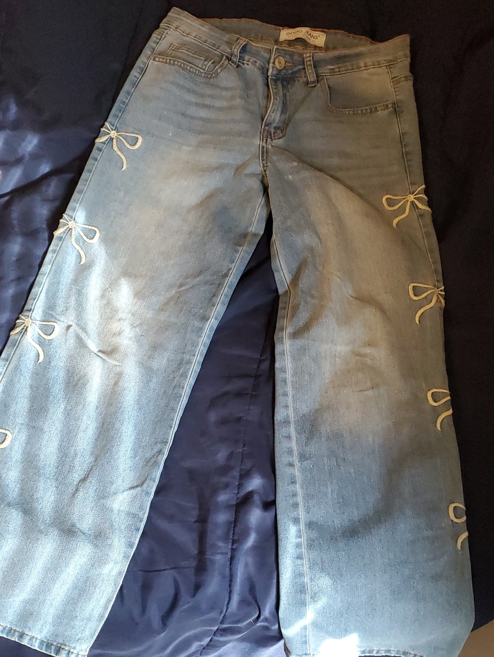 GOGO Light Blue Flare Jeans with Bow Trim